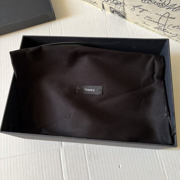 Theory Slim Square Pumps Shoes Size 40/9 Black All Leather Classic Heels Italy - Picture 12 of 13